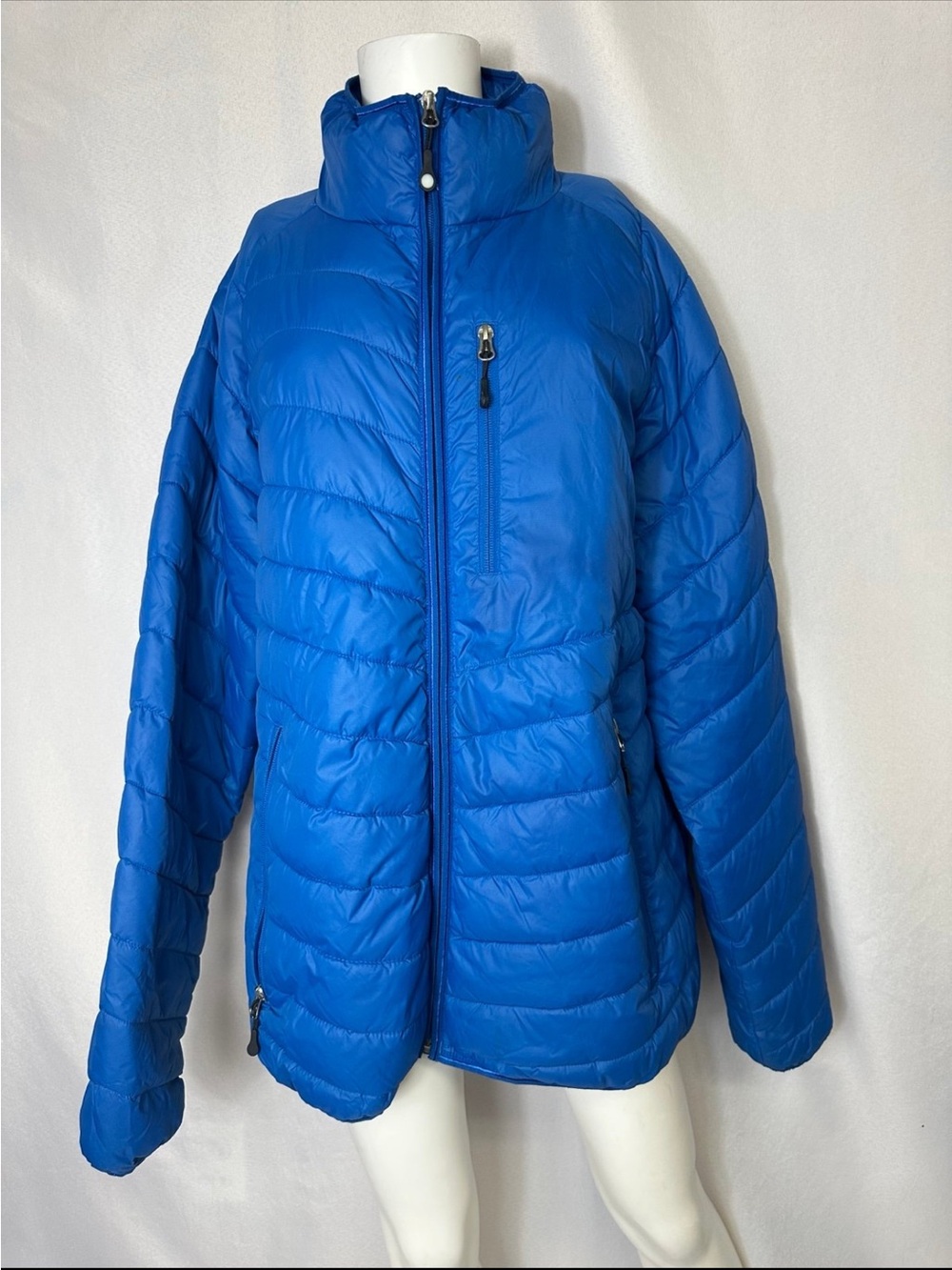 Clique Jacket Mens Extra Large Blue Puffer Full Zip Mock Neck SAM ADAMS LOGO